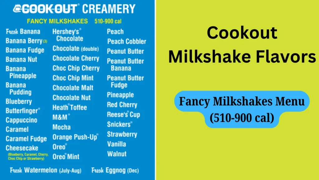 Cookout Milkshake Flavors