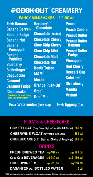 Cookout Menu With Prices