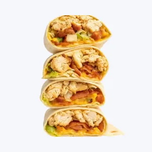 Cookout menu bacon ranch wrap with grilled chicken and creamy dressing
