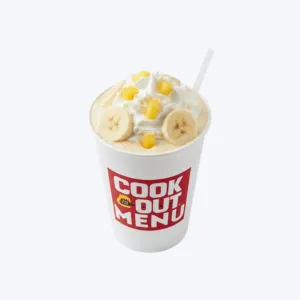 Cookout Banana Pineapple milkshake with fresh banana and crushed pineapple
