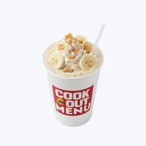 Cookout Banana Pudding milkshake with vanilla wafers and banana cream