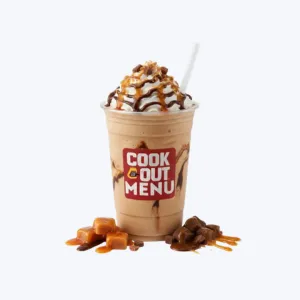 Cook out Caramel Fudge milkshake with caramel and chocolate fudge swirl