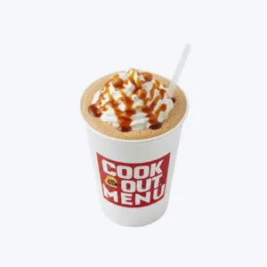 Cookout Caramel milkshake with buttery caramel drizzle and vanilla ice cream