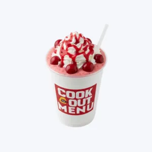 Cherry milkshake with sweet cherries and vanilla ice cream at cookout menu