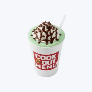 Cookout Chocolate Chip Mint milkshake with mint ice cream and chocolate chips