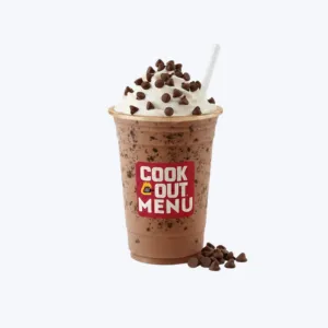 Cookout Chocolate Chip milkshake with chocolate chips and vanilla ice cream