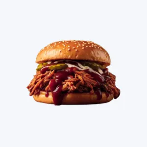 Cookout menu BBQ sandwich with tender meat and smoky sauce