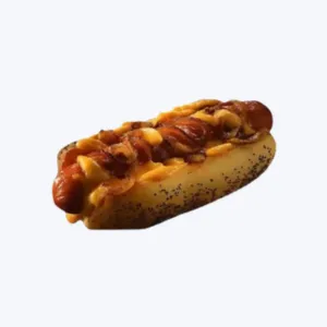 CookOut cheese dog with melted cheese all over it