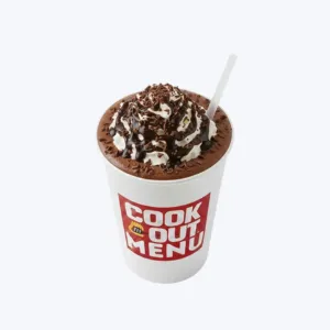 Cookout Double Chocolate milkshake with chocolate ice cream and chocolate syrup