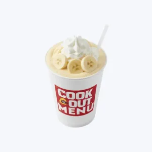 At Cookout Restaurant Fresh Banana milkshake with real banana and vanilla ice cream