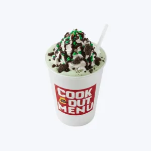 Cookout Oreo® Mint milkshake with crushed cookie pieces


