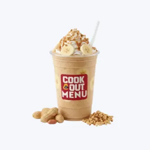 Cookout Peanut Butter Banana milkshake with peanut butter and fresh banana