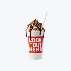 Cookout Peanut Butter Fudge milkshake with fudge swirl