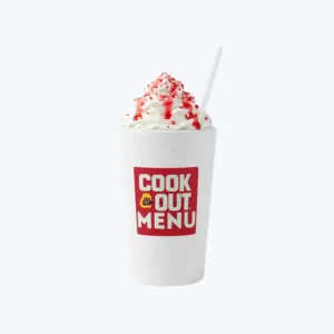 Cookout Peppermint milkshake with crushed peppermint and vanilla ice cream
