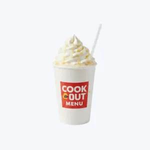 Cookout Pineapple milkshake with crushed pineapple and vanilla ice cream