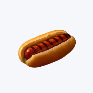 Plain hot dog with char grilled beef and soft bun at cookouts restaurant